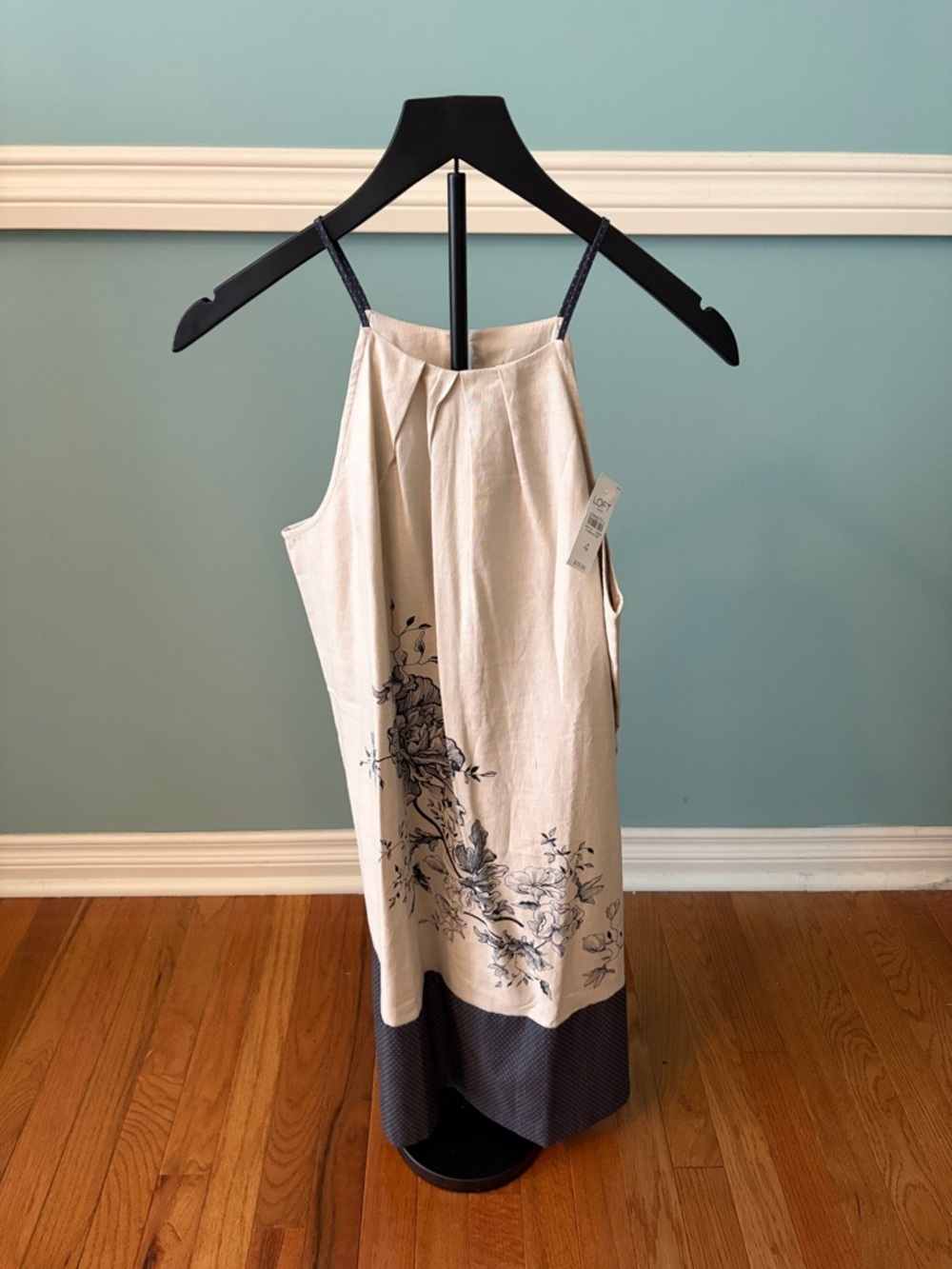 LOFT Neutral Tan Dress with Design on the Front